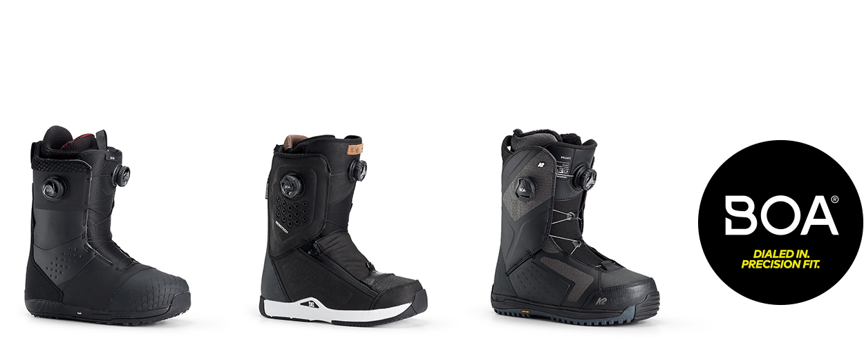3-up BOA snowboard boots with Product Merchandising Logo