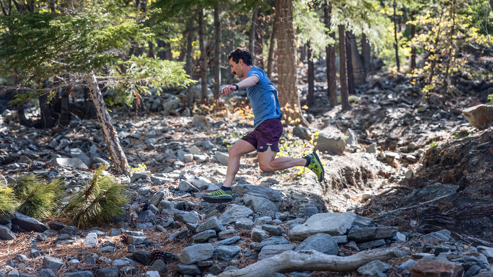 Dominic Grossman navigating the rocky trail