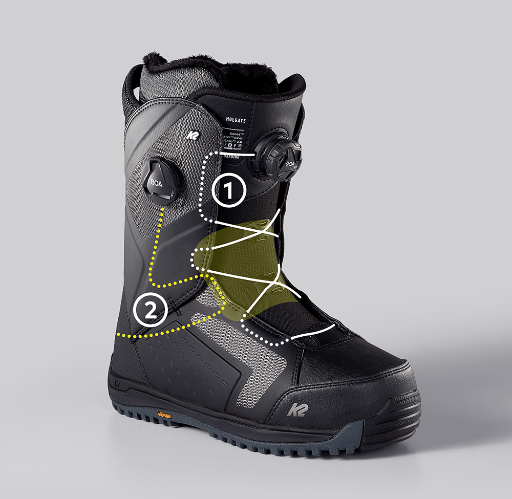 BOA Fit System Conda Snowboard Boot Lace Configuration