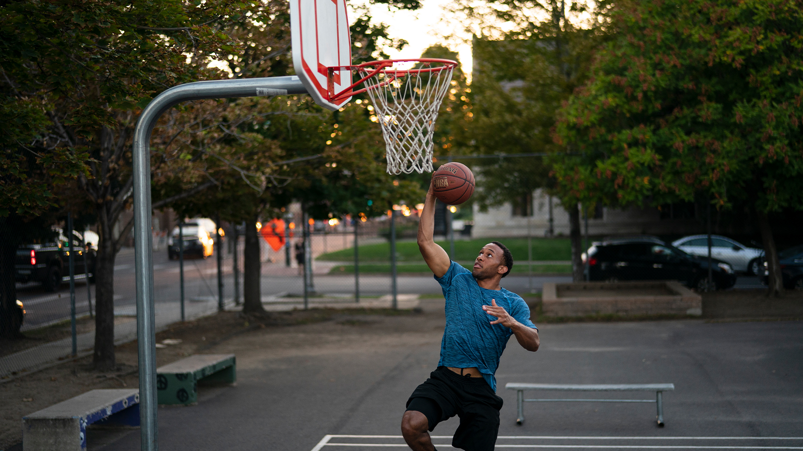 Athlete playing basketball
