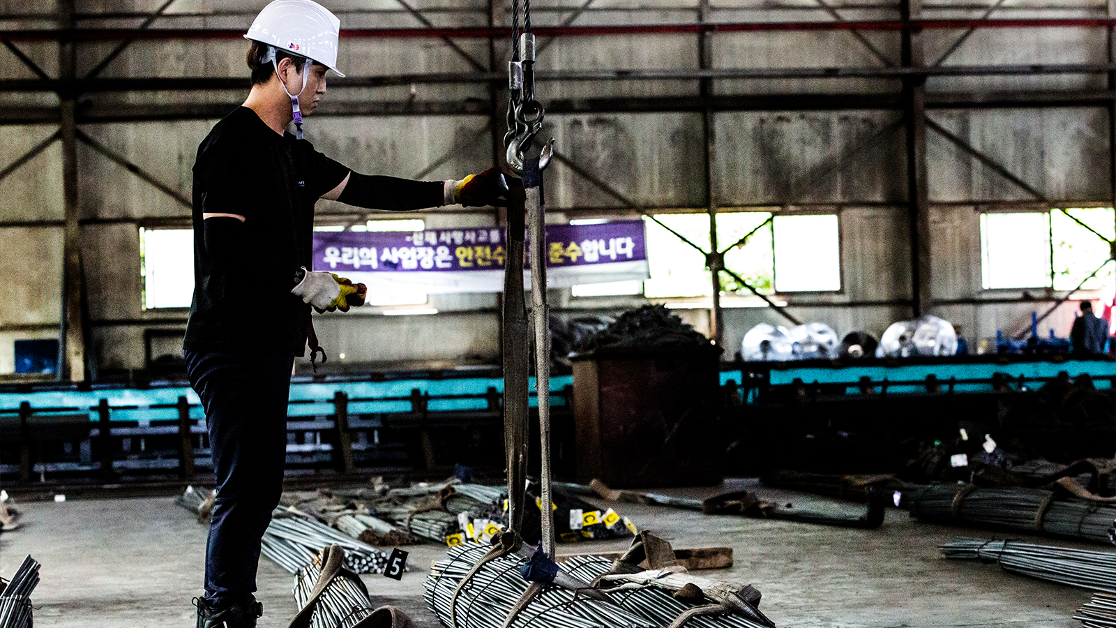 Factory worker making an inspection
