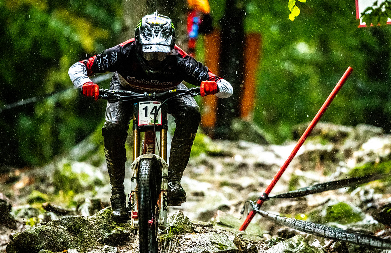 Luca Shaw Downhill Racing in the Rain