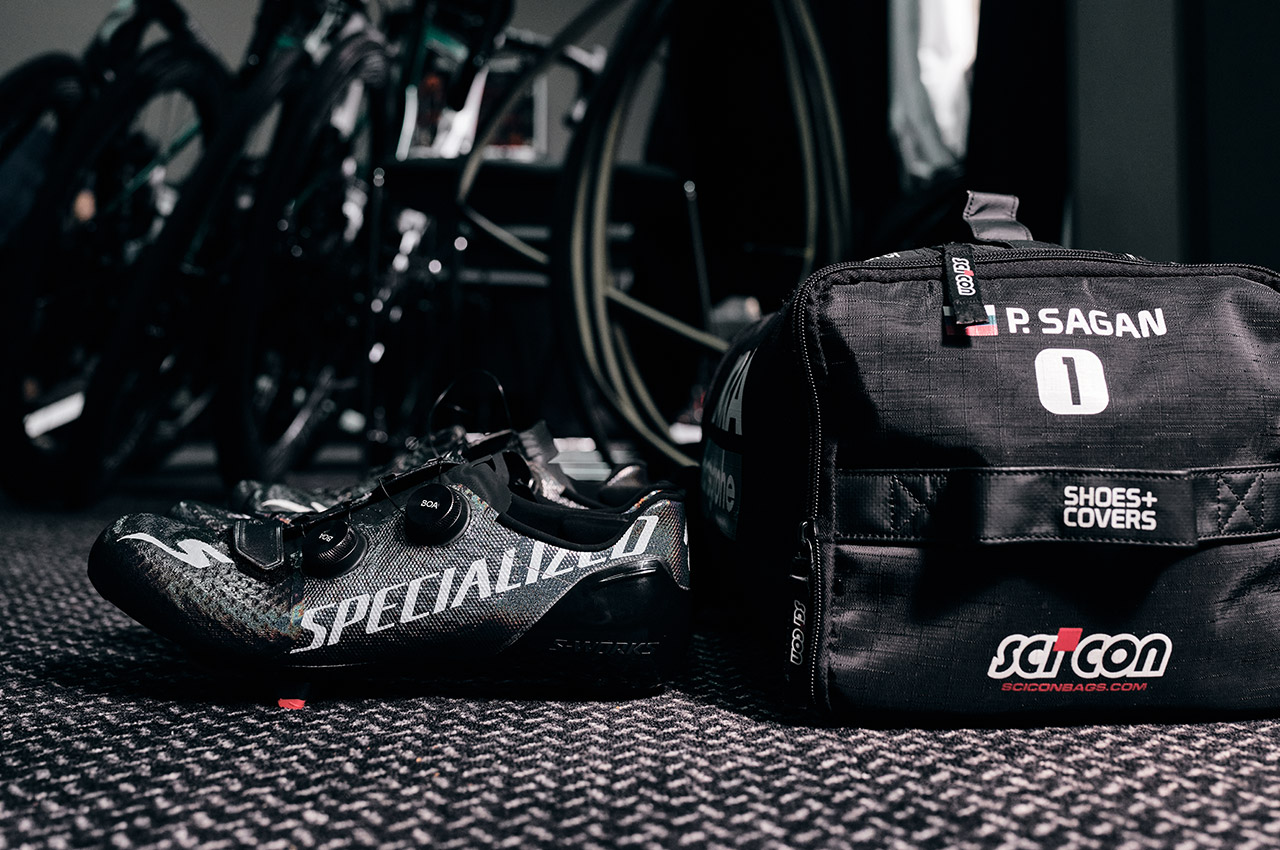 Professional road cyclist Peter Sagan Specialized S-Works 7 BOA shoes and bag