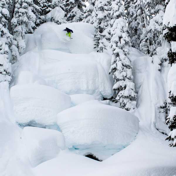 Snowboarder jumping