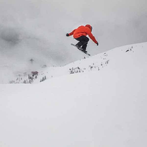 Snowboarder jumping